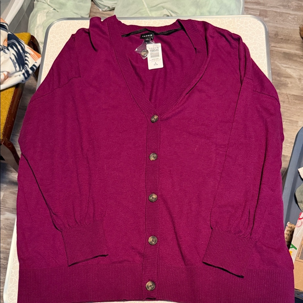 Torrid Magenta Button-Up Cardigan
